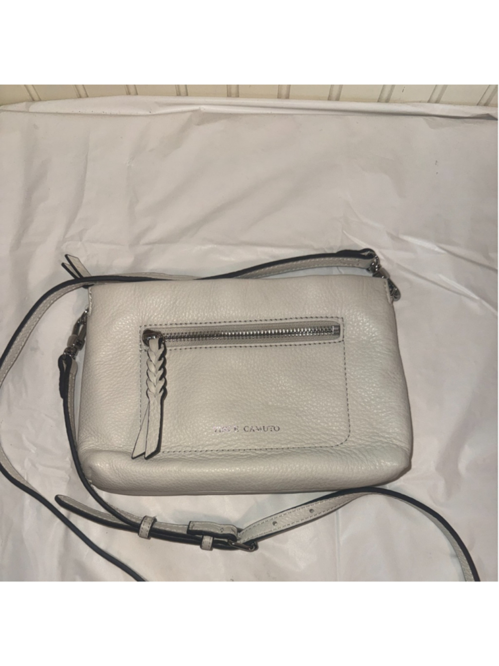 Vince Camuto Wilma Crossbody Bag Snow White Leather Built-in wallet